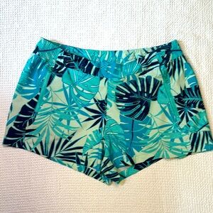 Colombia PFG Blue Tropical Stretch Elastic Waist Pull-on Shorts, Size Large, EUC